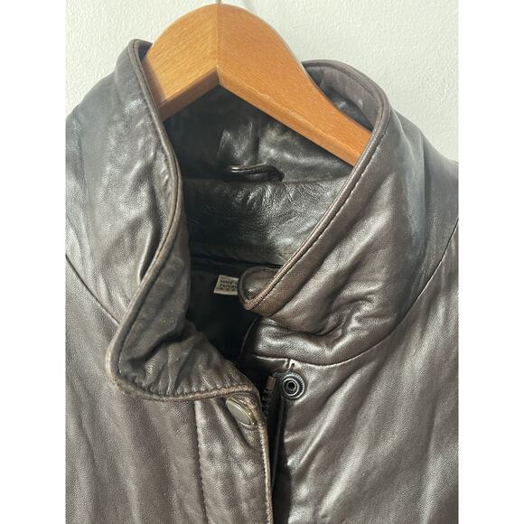 Vtg Jacket Golden Collection By Rafaello Y2K Mens 80s Leather XL Brown Bomber - Picture 10 of 15